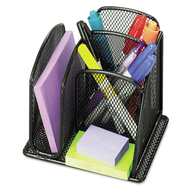 Safco Onyx Mini Organizer with Three Compartments, Black, 6 x 5 1/4 x 5 1/4 3250BL